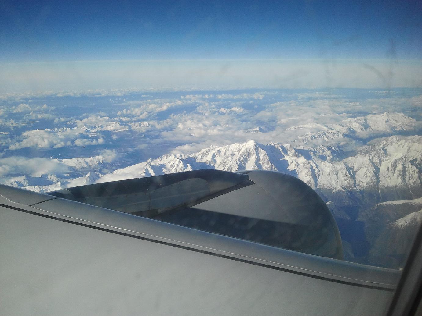 Hier entstand die Idee - Der Mont Blanc beim Mallorca-Heimflug im Herbst vor der Tour